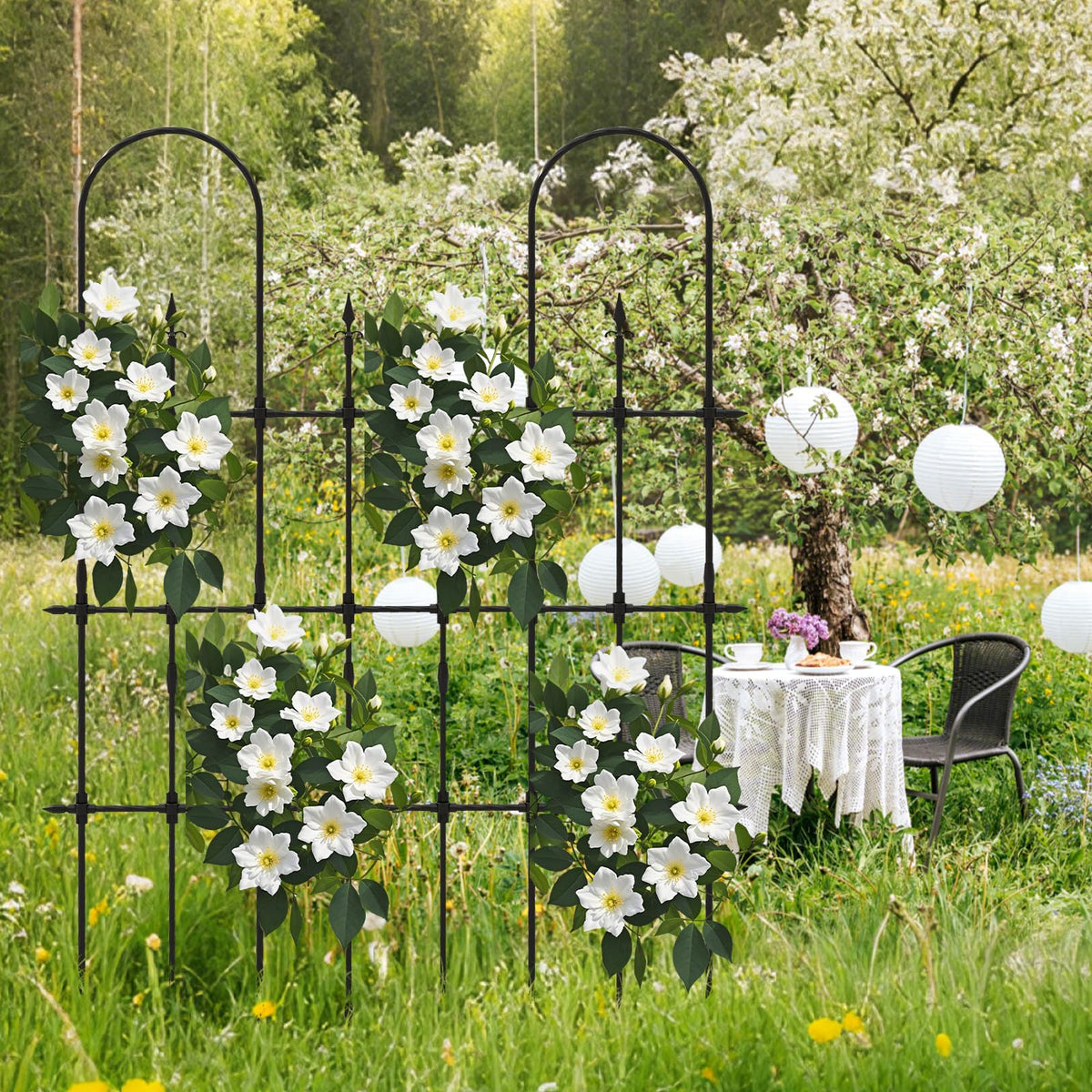 Lucktree Outdoor Garden Trellis for for Climbing Plants, 73” Tall Trellis w/Rustproof PE Coated Metal Pipes