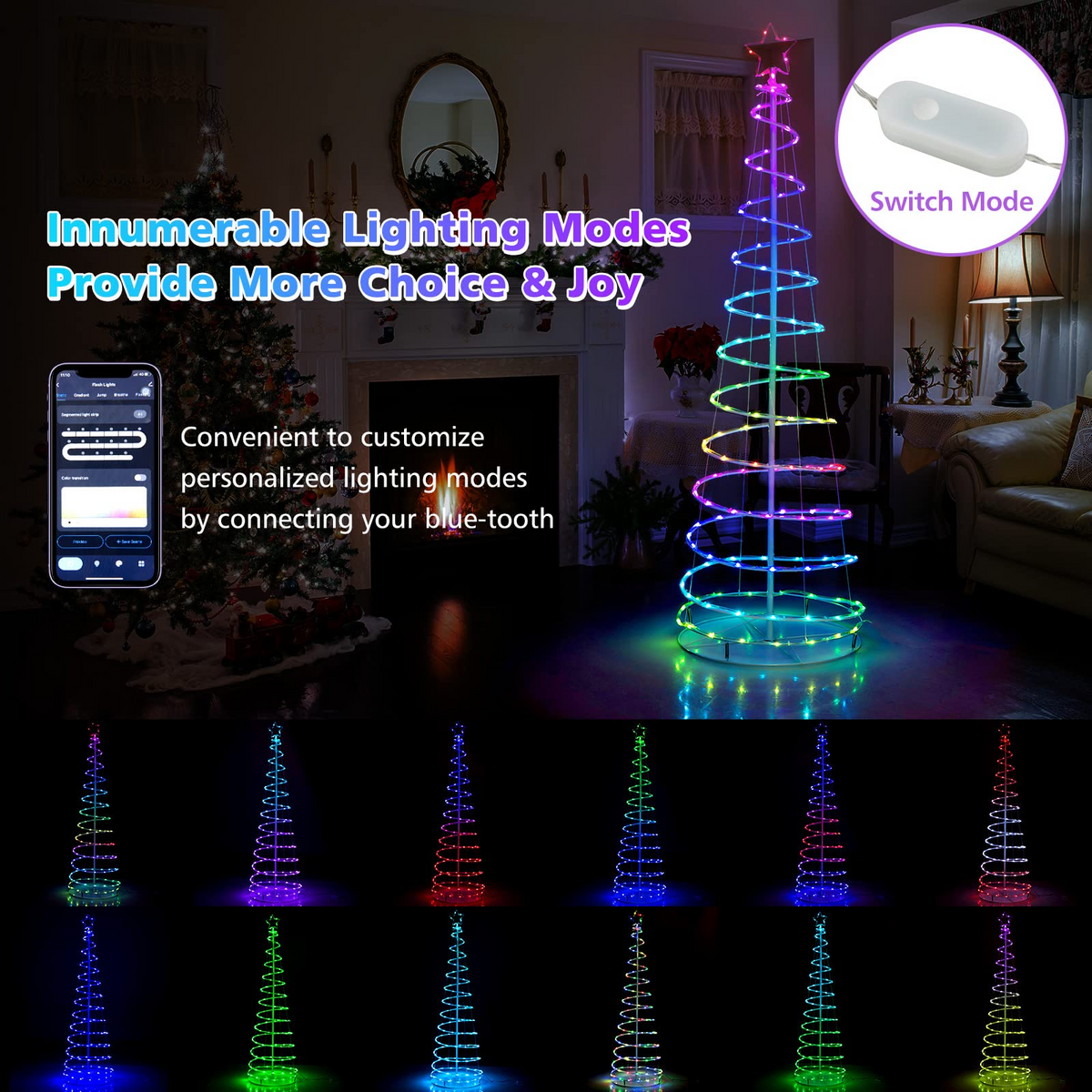 Lucktree 6 FT Spiral Christmas Tree, Outdoor Led Christmas Tree with 135 LED Lights - LucktreeUS