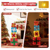 Lucktree 4 Ft Lighted Gift Boxes Stackable, Pre-lit Xmas Boxes Decoration w/LED Lights