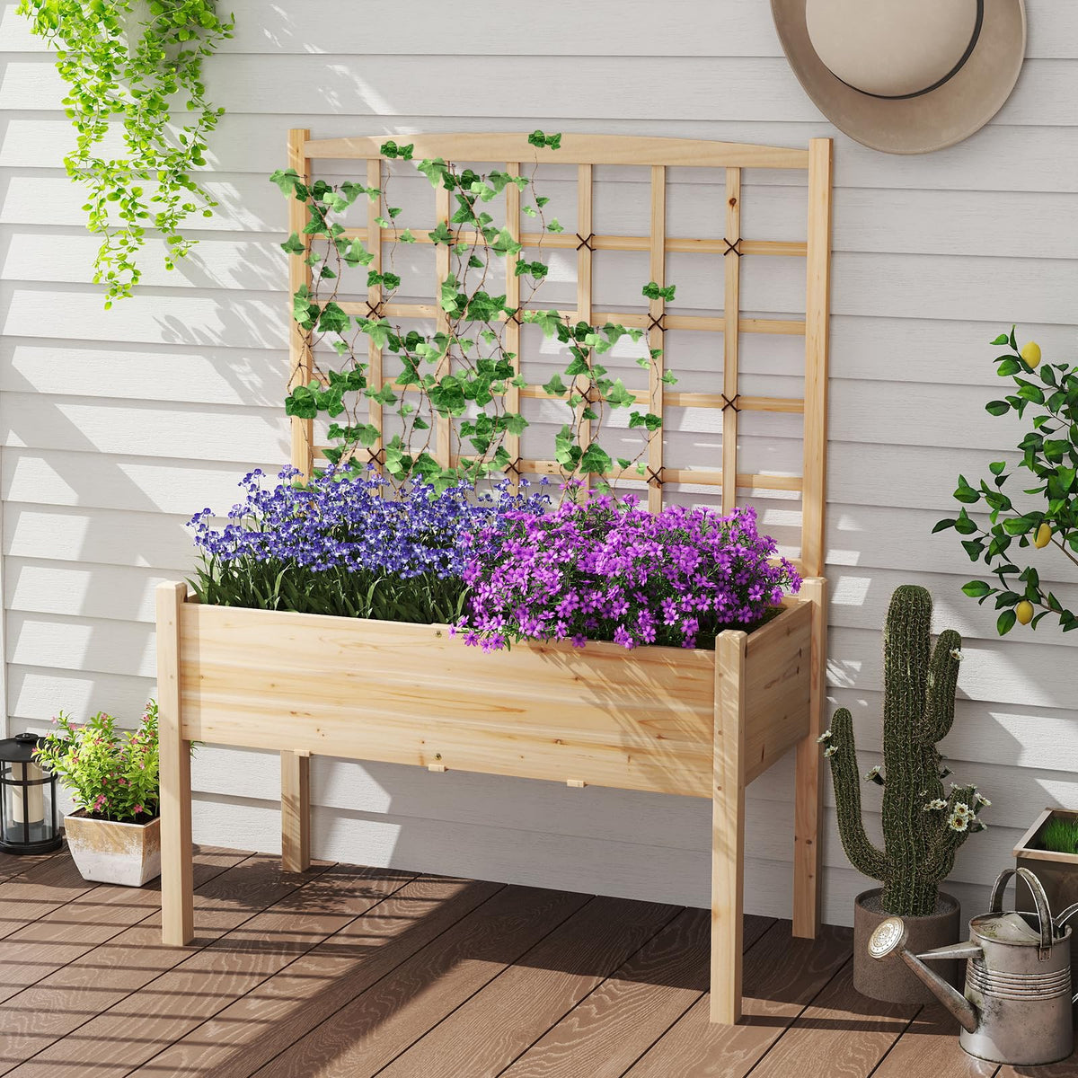 Lucktree Raised Garden Bed with Trellis