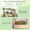 Lucktree Wooden Raised Garden Bed with Trellis & Hanging Roof