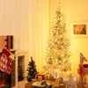 Lucktree 6ft Pre-lit Silver Pencil Christmas Tree, Artificial Tinsel Electroplated Tree, Decor for Home
