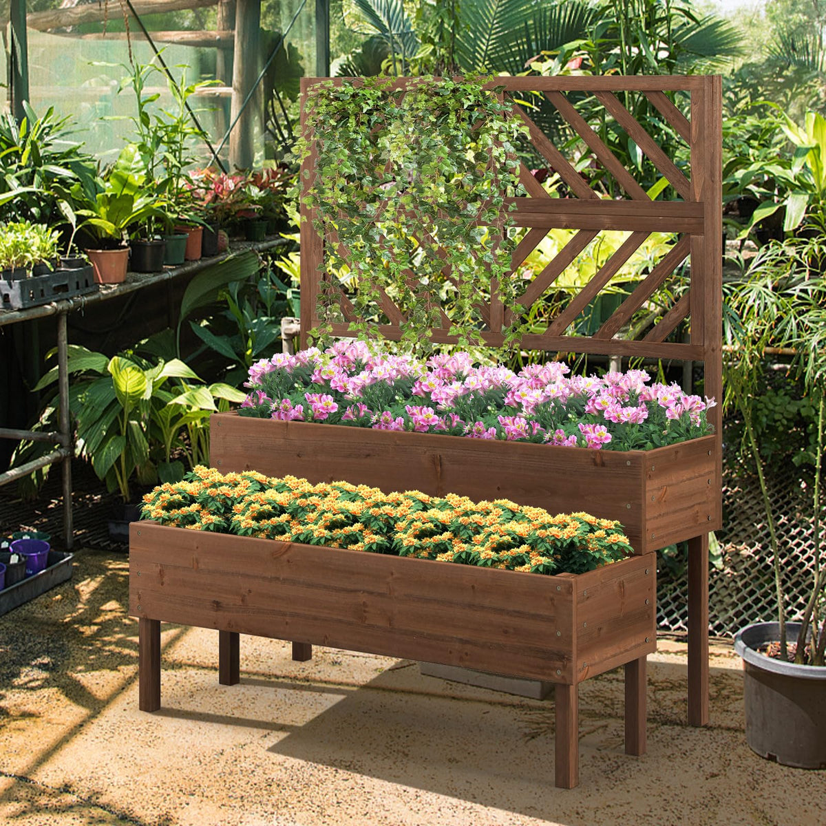 Lucktree Raised Garden Bed with Trellis