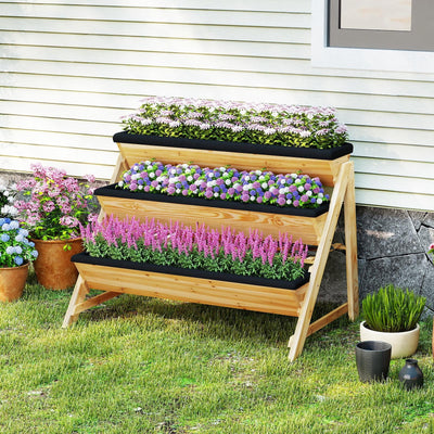 Lucktree 3-Tier Vertical Raised Garden Bed Wood Elevated Planter Box with Legs