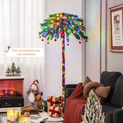 Lucktree 6 FT Pre-Lit Artificial Christmas Tree, Lighted Xmas Palm Tree W/ 210 Multi-Color LED Lights - LucktreeUS