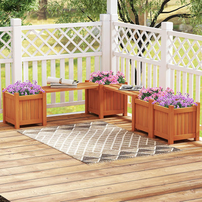 Lucktree Outdoor Bench with Raised Garden Beds (42"x11"x11.5")