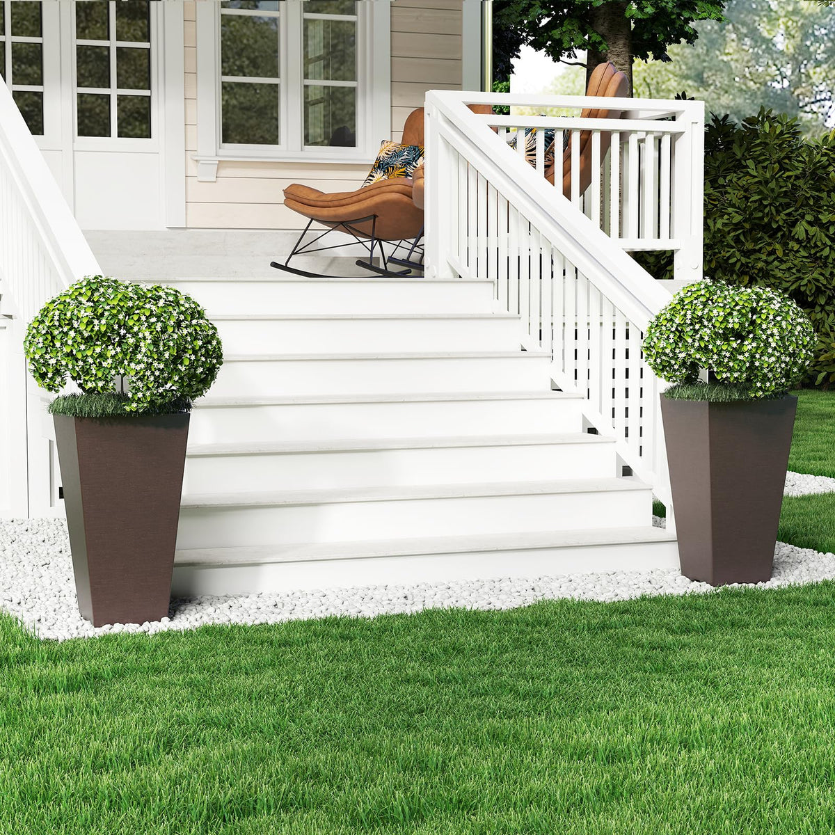 Lucktree Square Taper Planter Set of 2 Self-Watering Flower Pots ( 11.5"x11.5"x22.5")