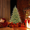 Lucktree 6ft Pre-Lit Artificial Christmas Tree, Hinged Full Xmas Pine Tree with 240 Warm White LED Lights