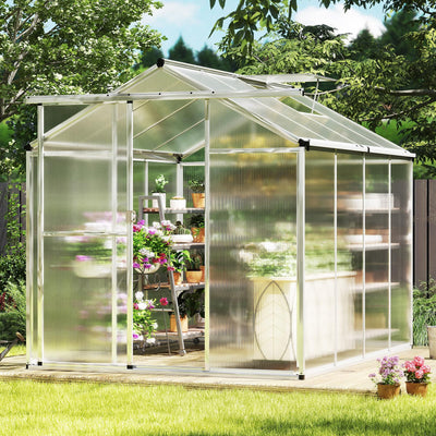 Lucktree Outdoor Large Walk-in Green House w/ Rain Gutter