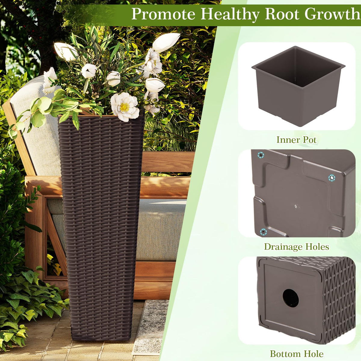 Lucktree Set of 2 Planters for Outdoor Plants