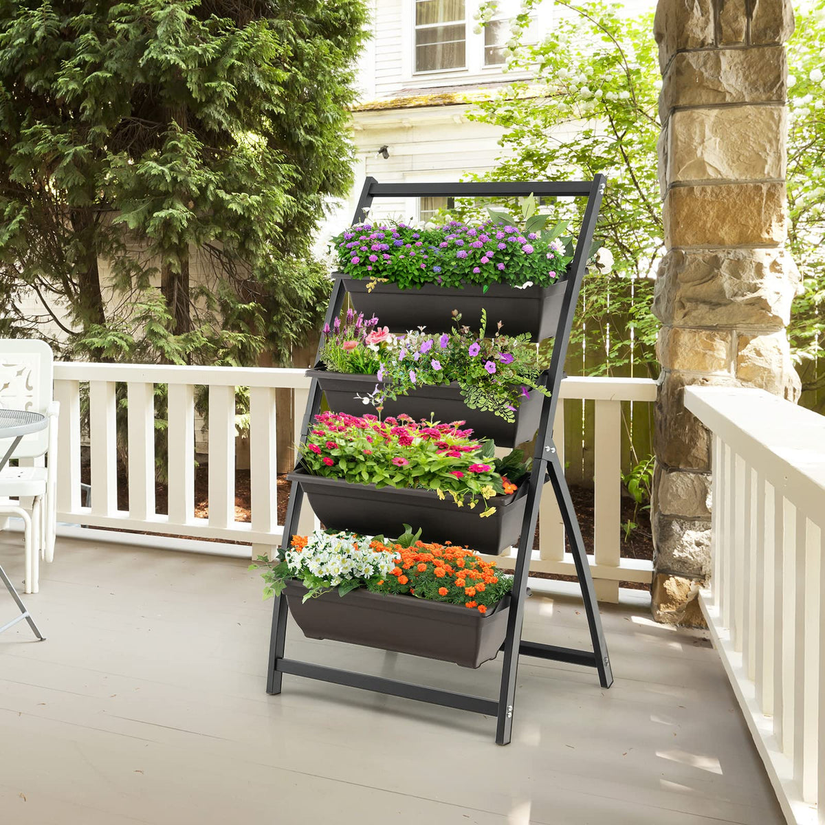 Lucktree 2 Pcs 4.1FT Vertical Raised Garden Bed, 4-Tier Elevated Planter Box