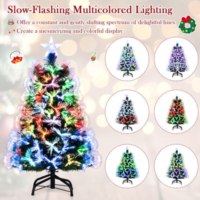 Lucktree 3 FT Pre-Lit Fiber Optic Christmas Tree with Slow-Flashing Multicolored Optical Fibers