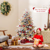 Lucktree 4.5ft Pre-Lit Snow Flocked Christmas Tree, Artificial Hinged Full Xmas Tree with 160 Multicolored LED Lights