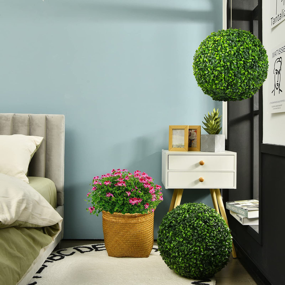 16in Artificial Boxwood Topiary Ball Set of 2 Realistic Faux Plants Decoration Ball