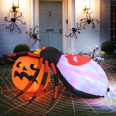 Lucktree 5 FT Halloween Inflatable Spider with Pumpkin, LED Lighted Halloween Decoration