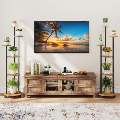 Lucktree 57'' Tall Plant Stand Indoor with Lights & Wheels