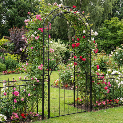 Lucktree 84'' Garden Arbor with Gate for Backyard Lawn