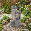 Lucktree 4-Tier Water Fountain Outdoor with Warm LED Lights & Pump