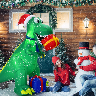 Lucktree 6 FT Christmas Inflatable Dinosaur, Indoor & Outdoor Christmas Decoration