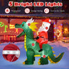 Lucktree 6.7 FT Inflatable Christmas Santa Claus Riding Dinosaur Decoration with Lights Stakes