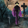 Lucktree 7.2 FT Halloween Animatronic Witch, Animated Standing Poseable Figure with Light up Eyes