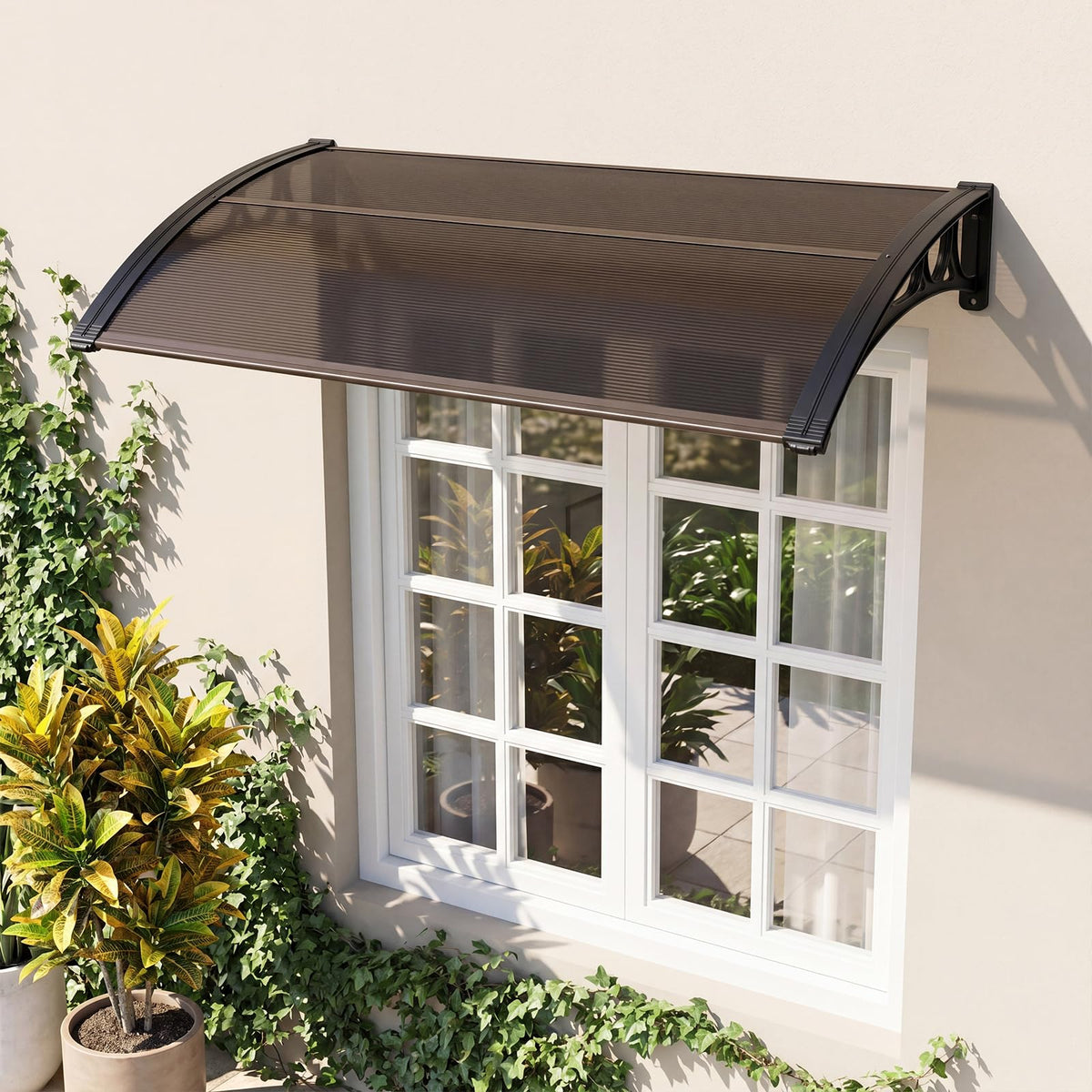 Lucktree 30" x 39" Window Awning with Hollow Sheet for Rain Snow Sunlight Protection