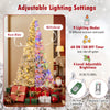 Lucktree 7 FT Half Snow Flocked Christmas Tree with 240 Warm White & Multicolored LED Lights
