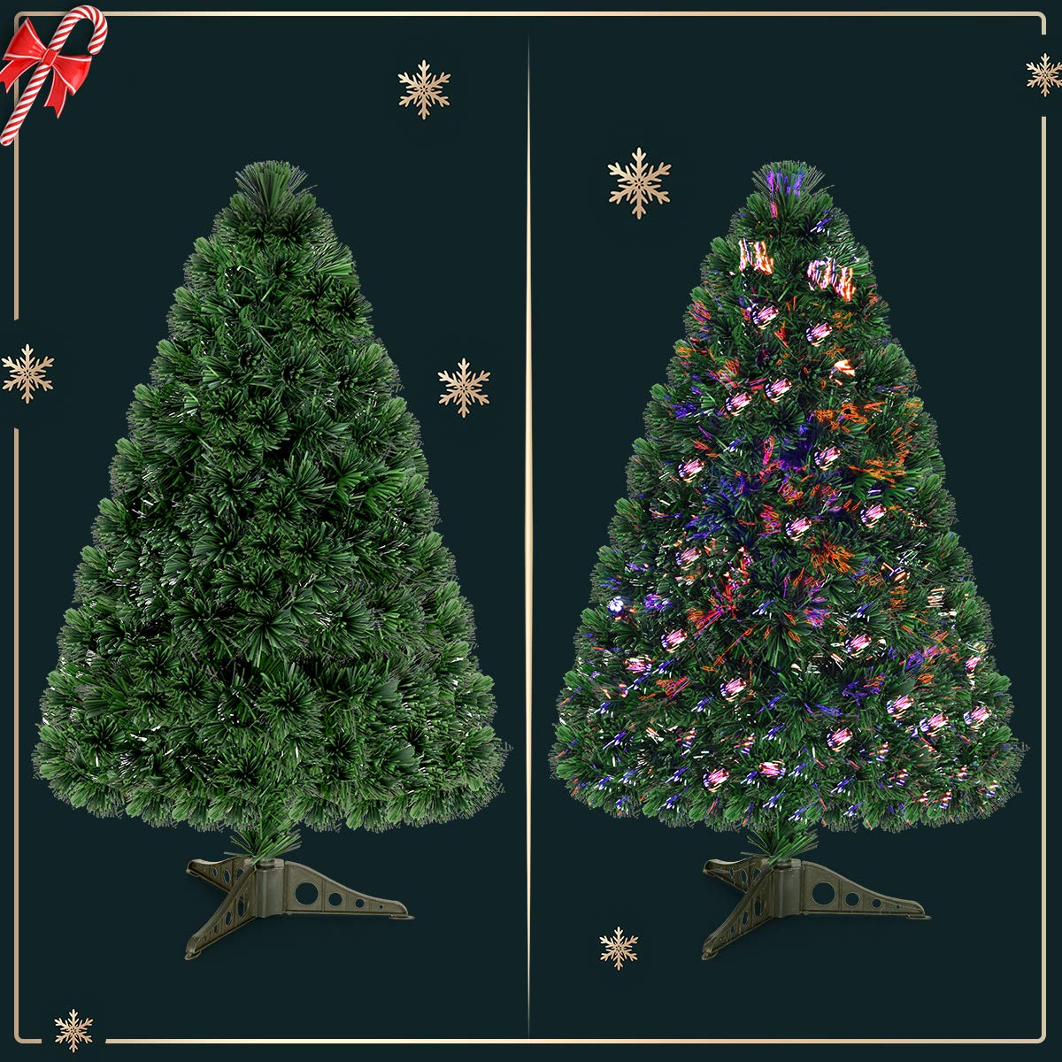 Artificial PVC Christmas Tree Pre-Lit Fiber Optic Tree - LucktreeUS