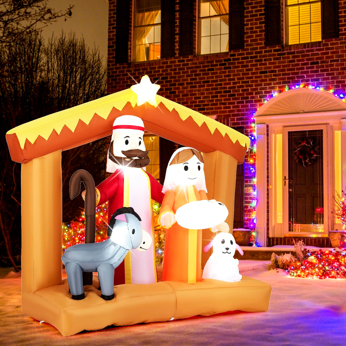 Lucktree 6 FT Christmas Inflatables Nativity Scene Outdoor Decoration