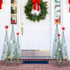 Lucktree Set of 3 Tower Shaped Christmas Trees (3ft/3.5ft/4ft), Artificial Xmas Metal Trees with Removable Star Toppers & Reindeer
