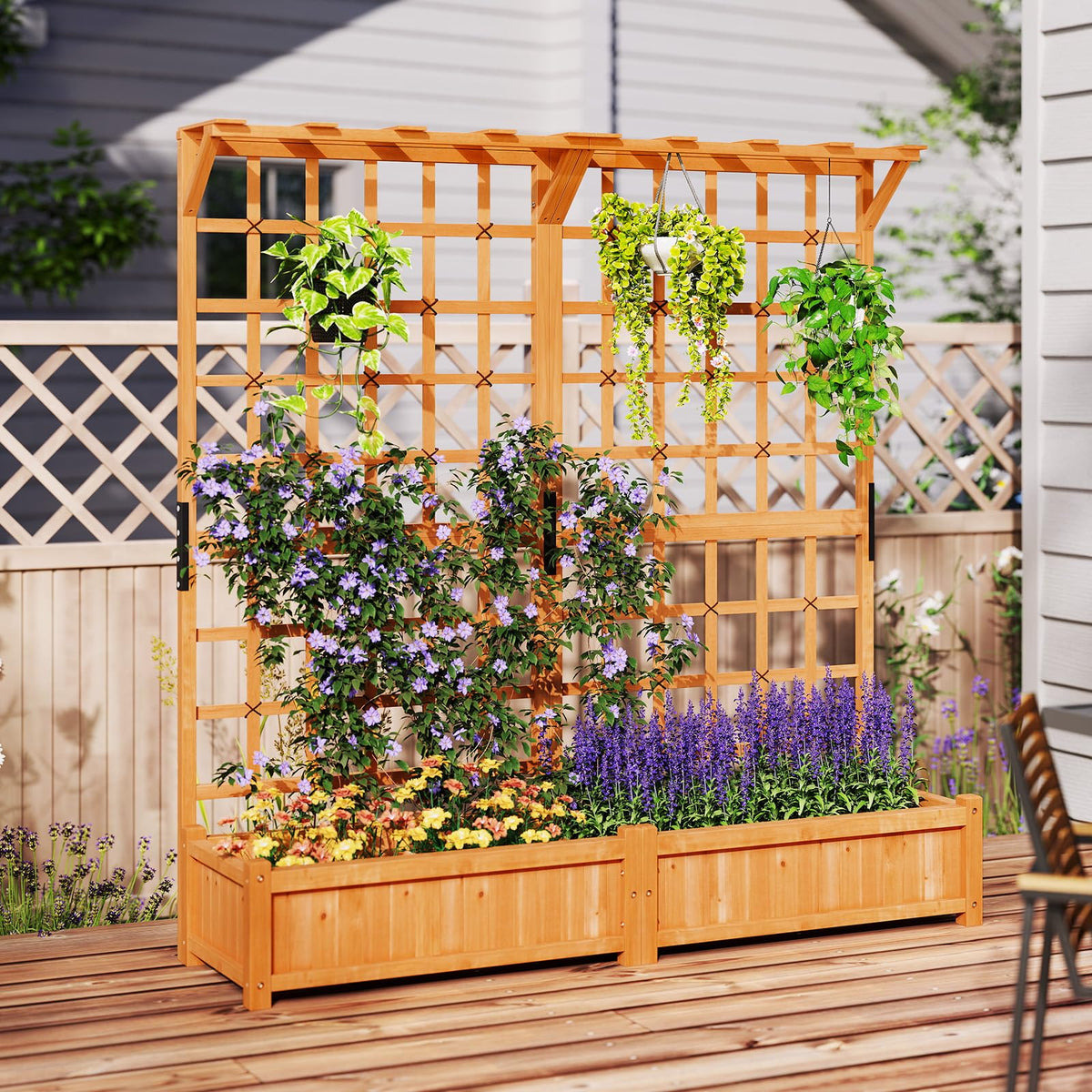 Lucktree Large Raised Garden Bed with Trellis and Roof