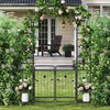 Lucktree 87'' Metal Garden Arbor with Lockable Gate and Planter Shelves