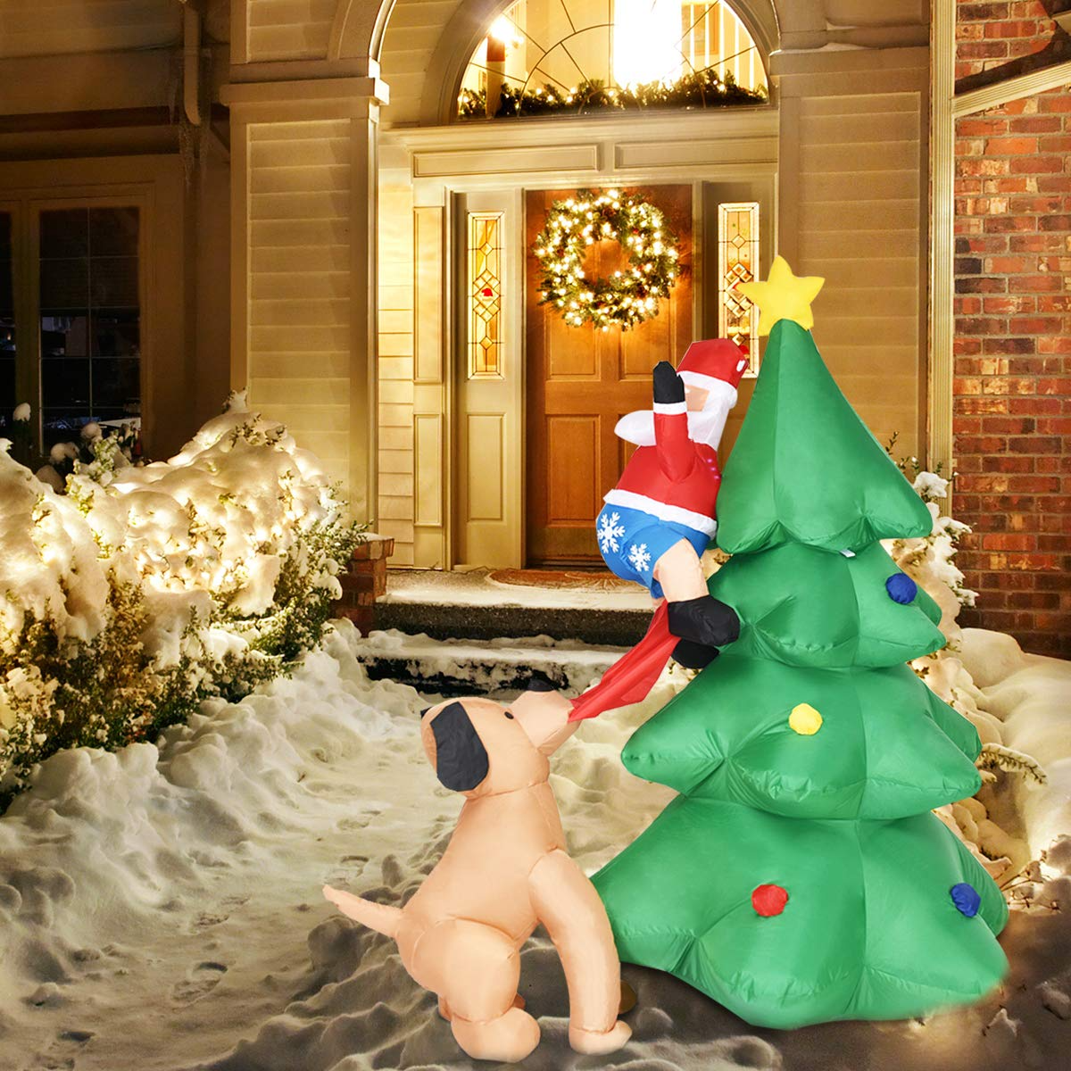 Lucktree 6 FT Inflatable Christmas Tree with Santa Claus & Dog