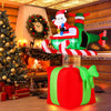 Lucktree 6 FT Christmas Inflatable Santa Claus Flying Helicopter on Gift Box