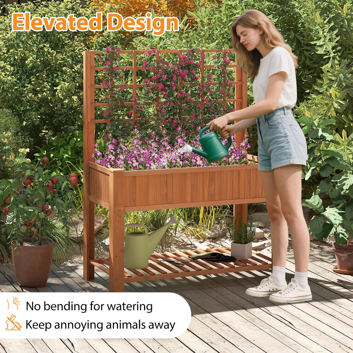 Lucktree Raised Garden Bed with Trellis