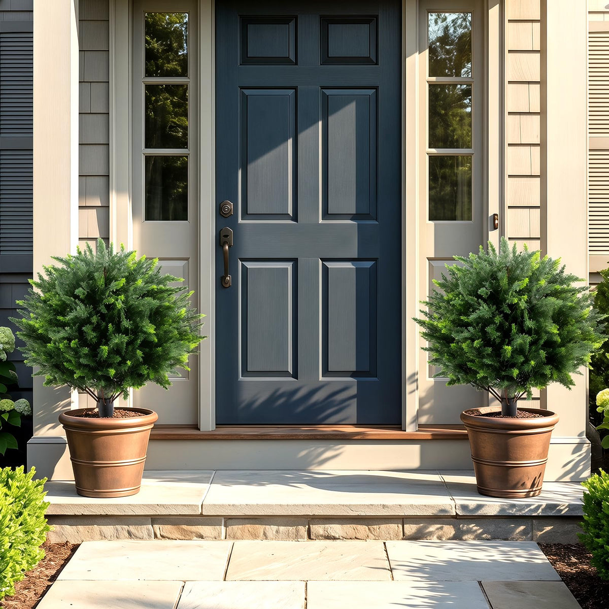 Lucktree 27.5" Artificial Cypress Topiary Trees Set of 2 for Front Porch Patio Home Decoration