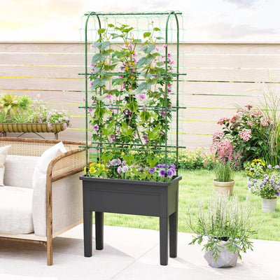 Lucktree Raised Garden Bed with Legs and Trellis for Climbing Plants