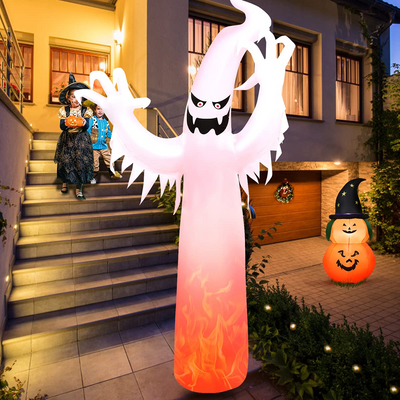 Lucktree 12 FT Halloween Inflatable Ghost W/ LED Lights, Air Blower, Stake, Sandbag
