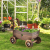 Lucktree Wooden Wagon Planter Raised Bed on Wheels, Handle, Drainage Hole