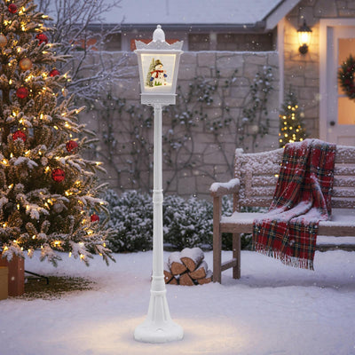Lucktree 8 ft White Musical Christmas Streetlight | Lighted Holiday Decoration for Home Yard Porch