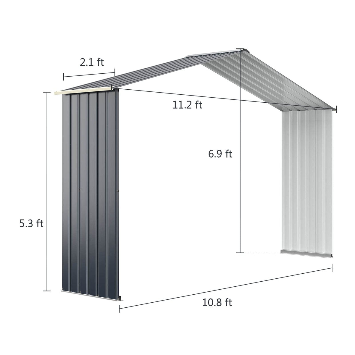 Storage Shed Extension Kit for 11 ft Sheds (11'X2.1')