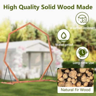 Lucktree 7FT Wedding Arch, Heptagon Wooden Arch for Wedding Ceremony