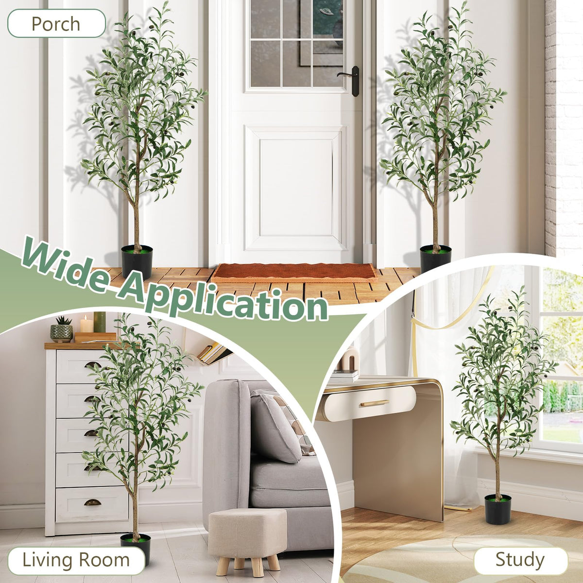 Lucktree 4.5ft Artificial Olive Tree, Tall Fake Potted Olive Silk Tree with Realistic Fruits, 2 Pack