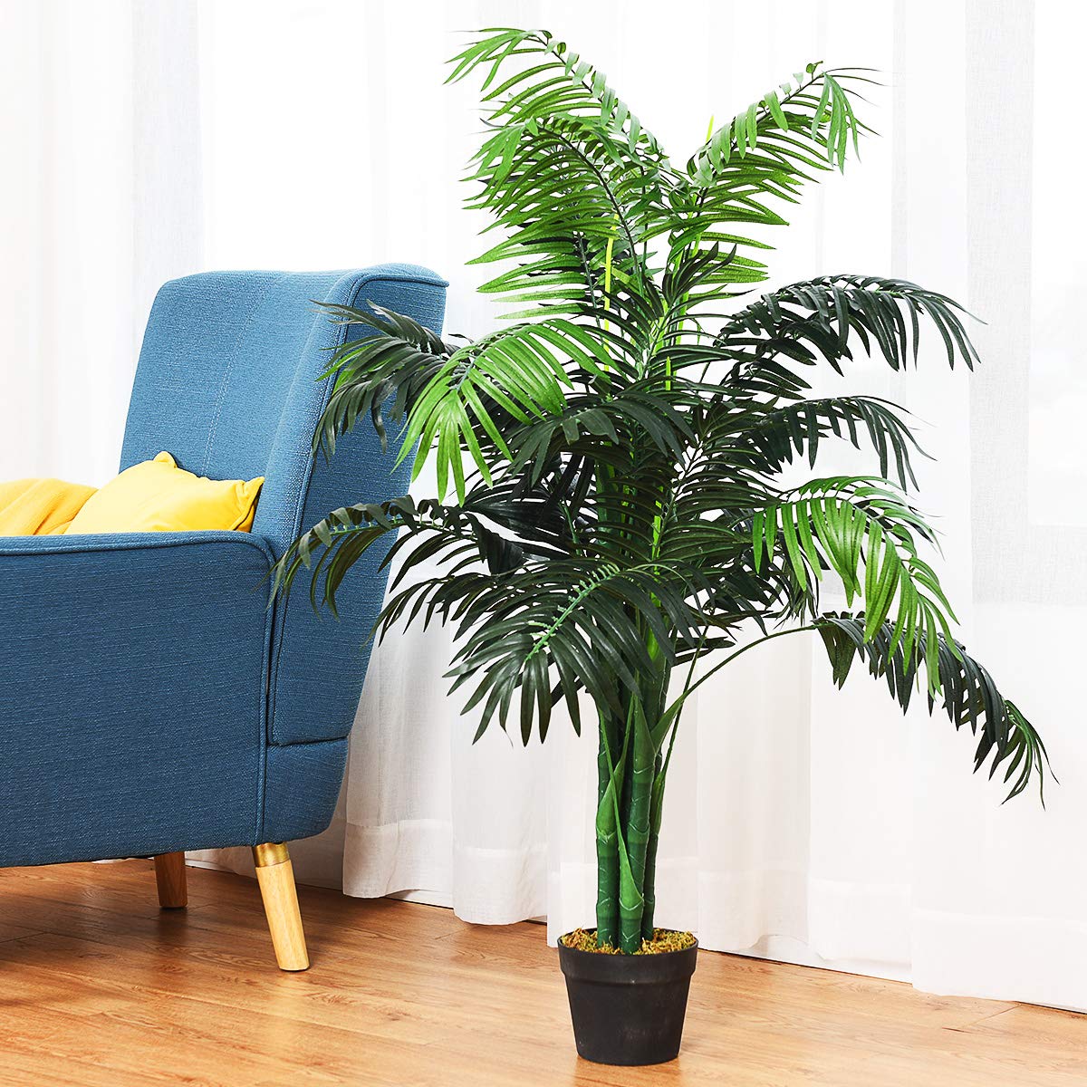 Lucktree 3.5 Feet Tall Potted Artificial Palm Tree for Indoor Outdoor