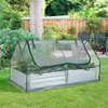 Lucktree Galvanized Steel Raised Garden Bed with Mini Greenhouse, Outdoor Metal Planter Box Kit with Large Roll-up PVC Cover