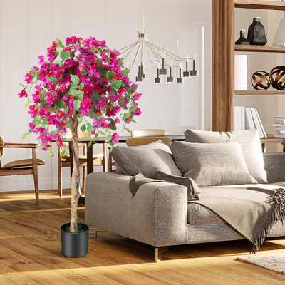 Lucktree 4.5FT Bougainvillea Artificial Tree, Fake Potted Plant w/ 312 Flowers - LucktreeUS