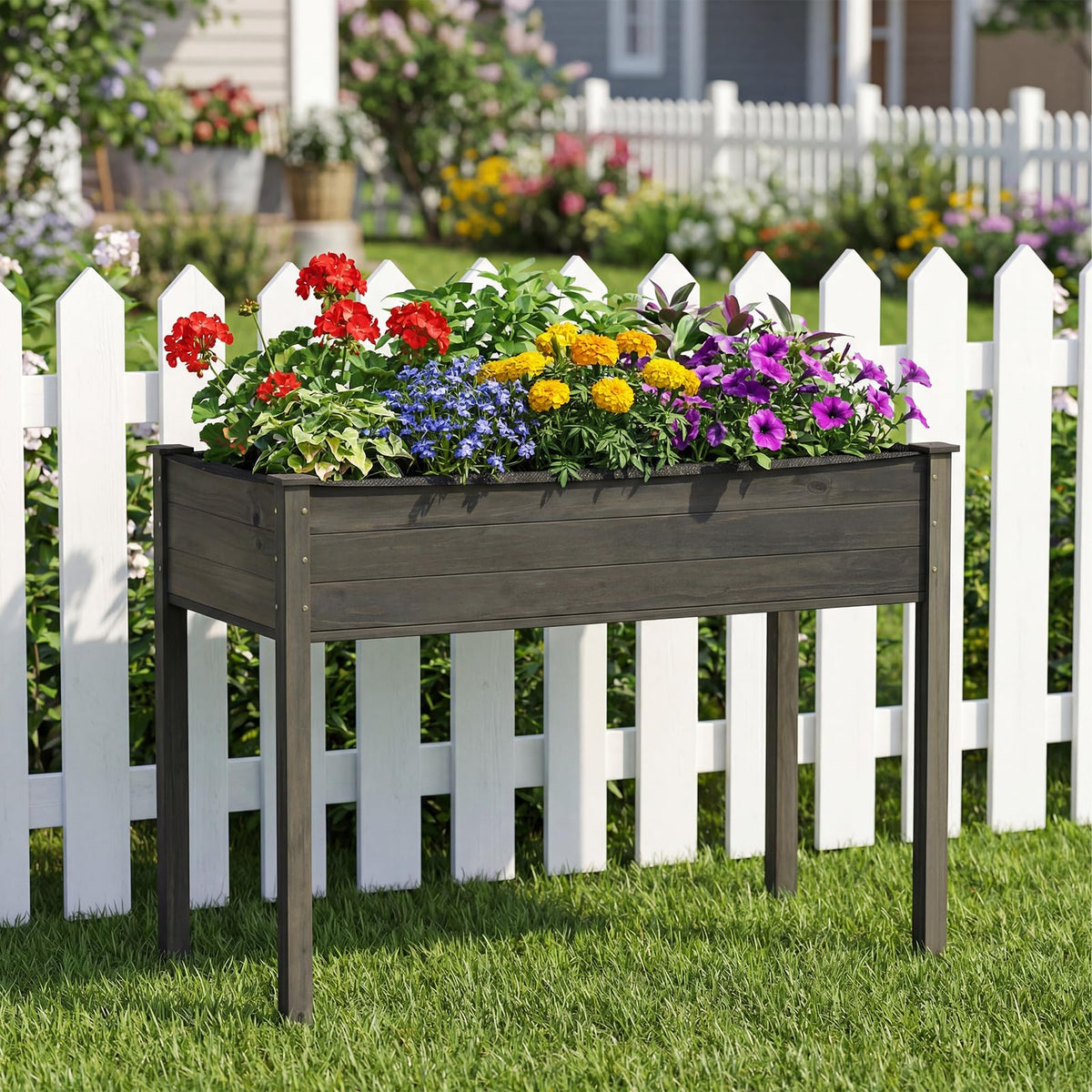 Lucktree Solid Pine Wood Planter Box w/Legs