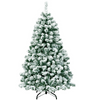 Lucktree 4.5ft / 6 ft / 7.5ft Artificial Snow Flocked Christmas Tree, Pre-Lit Snowy Hinged Xmas Tree with Led Lights and Metal Stand - LucktreeUS