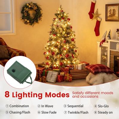 Lucktree 5FT / 6FT / 7FT Pre-Lit Artificial Christmas Tree with LED Lights Pine Cones Berries