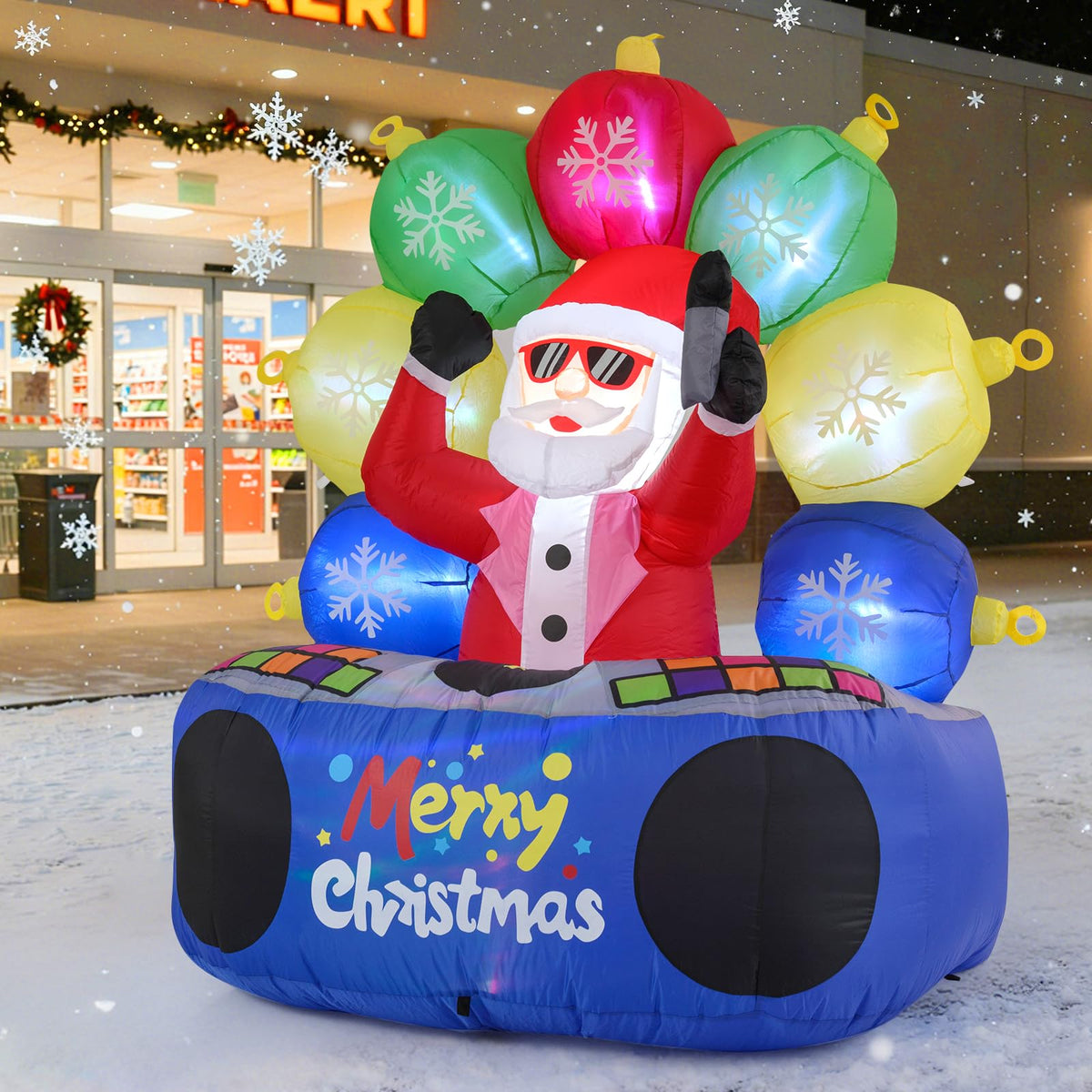 Lucktree 6Ft Inflatable DJ Santa, Inflatable Christmas Decoration